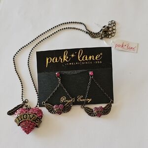 Park Lane Pink Love Heart Necklace and Earrings